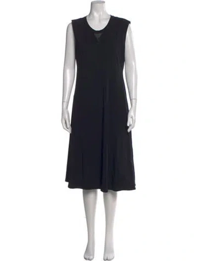 Pre-owned Brunello Cucinelli Scoop Neck Midi Length Dress In Black