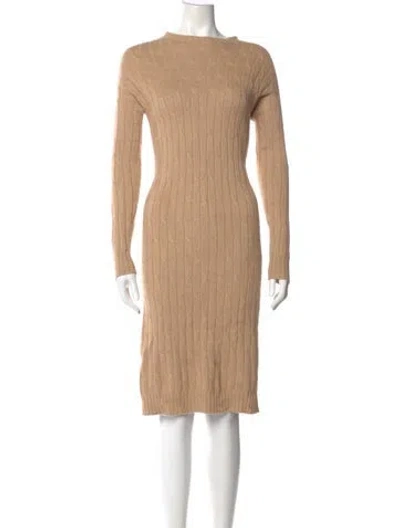 Pre-owned Brunello Cucinelli Scoop Neck Midi Length Dress In Neutral