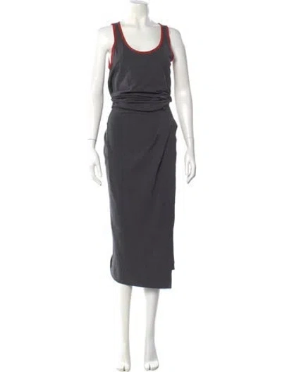 Pre-owned Brunello Cucinelli Scoop Neck Midi Length Dress W/ Tags In Gray