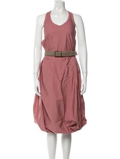 Pre-owned Brunello Cucinelli Scoop Neck Midi Length Dress W/ Tags In Pink