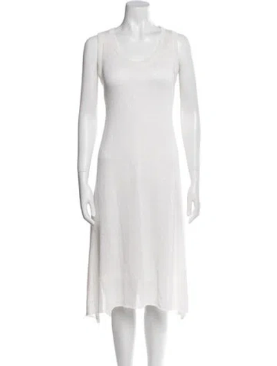 Pre-owned Brunello Cucinelli Scoop Neck Midi Length Dress In White