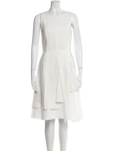 Pre-owned Brunello Cucinelli Scoop Neck Midi Length Dress In White