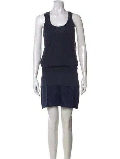 Pre-owned Brunello Cucinelli Scoop Neck Mini Dress In Blue