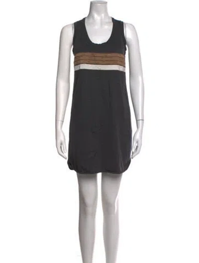 Pre-owned Brunello Cucinelli Scoop Neck Mini Dress In Grey