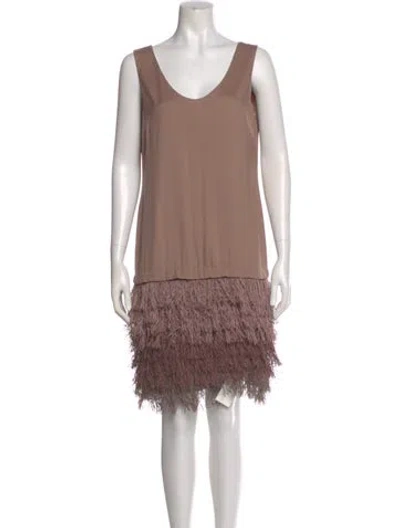 Pre-owned Brunello Cucinelli Scoop Neck Mini Dress In Neutral