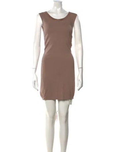 Pre-owned Brunello Cucinelli Scoop Neck Mini Dress In Neutrals