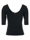 Brunello Cucinelli Ribbed Scoop Neck Short Sleeve Top In Black