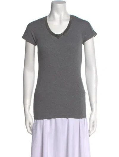 Pre-owned Brunello Cucinelli Scoop Neck Short Sleeve T-shirt In Gray