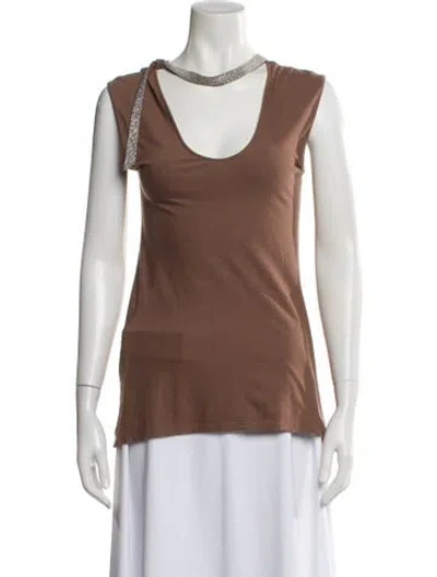 Pre-owned Brunello Cucinelli Scoop Neck Sleeveless Top In Brown