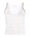 Brunello Cucinelli Gestreiftes Top Mit U-ausschnitt In White