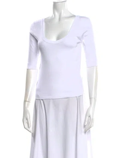 Pre-owned Brunello Cucinelli Scoop Neck Three-quarter Sleeve T-shirt In White