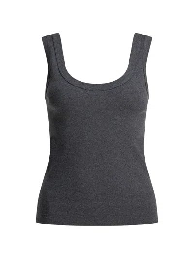 Brunello Cucinelli Scoop Neck Top In Gray