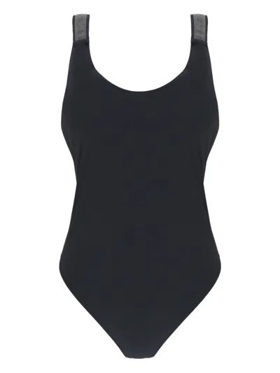 BRUNELLO CUCINELLI SCOOP-NECKLINE EMBELLISHED ONE PIECE