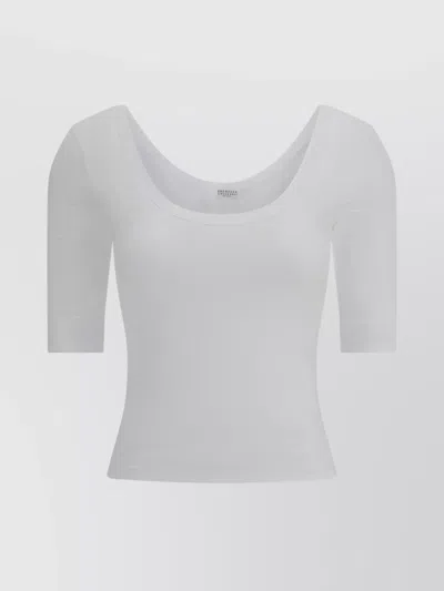 Brunello Cucinelli Scoop Neckline Top For Versatile Styles In White