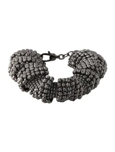 Pre-owned Brunello Cucinelli Sculptured Beaded Link Bracelet, 7" In Multi