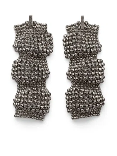 Brunello Cucinelli Sculptured Earrings In Silver
