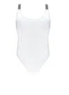 Brunello Cucinelli White Techno Jersey Precious Details One-piece Swimsuit In White