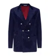 Brunello Cucinelli Corduroy Double-breasted Jacket Peak Lapels In Blue