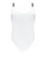 Brunello Cucinelli White Techno Jersey Precious Details One-piece Swimsuit In White