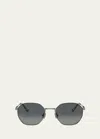 BRUNELLO CUCINELLI SEMI-RIMMED TITANIUM ROUND SUNGLASSES