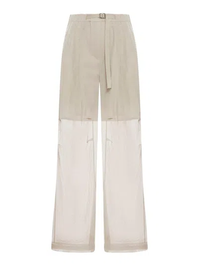 BRUNELLO CUCINELLI SEMI-SHEER BELTED WIDE-LEG TROUSERS