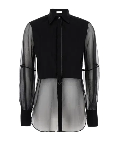 Brunello Cucinelli Organza Semi-sheer Shirt In Black