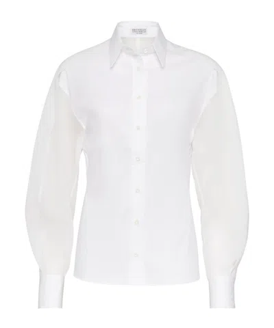 BRUNELLO CUCINELLI BRUNELLO CUCINELLI SEMI-SHEER LONG-SLEEVED SHIRT