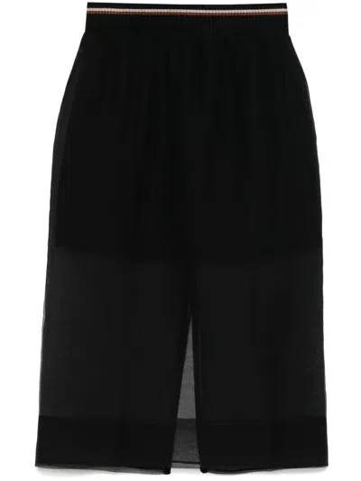 Brunello Cucinelli Semi-sheer Midi Skirt In Black