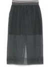 Brunello Cucinelli Semi-sheer Midi Skirt In Grey