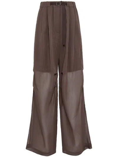 Brunello Cucinelli Hose Mit Weitem Bein In Braun