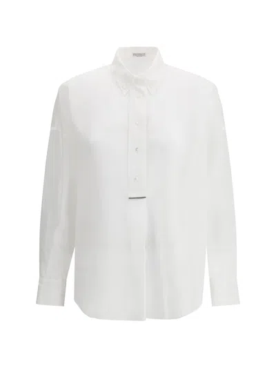Brunello Cucinelli Semi-transparent Women's Shirt In White