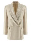 Brunello Cucinelli Sequin Blazer Blazers Beige In Multi