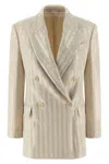 Brunello Cucinelli Sequin Blazer Blazers Beige In Multi