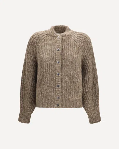 Brunello Cucinelli Sequin-embellished Ribbed-knit Cardigan In Brown