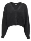 Brunello Cucinelli Sequin Cardigan Sweater, Cardigans Gray In Gray