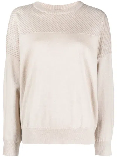 Brunello Cucinelli Sequin Cashmere Jumper In Neutrals