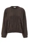 Brunello Cucinelli Sequin Cashmere Sweater Sweaters And Cardigans Brown In Brown