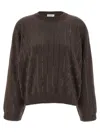 Brunello Cucinelli Sequin Cashmere Sweater Sweaters And Cardigans Brown In Brown