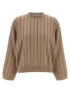 Brunello Cucinelli Sequin Cashmere Sweater Sweaters And Cardigans Beige In Brown