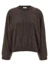 Brunello Cucinelli Sequin Cashmere Sweater Sweaters And Cardigans Brown In Gray