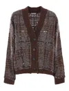Brunello Cucinelli Tartan Organza Embroidered Cardigan In Multi