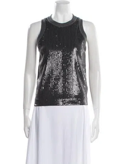 Pre-owned Brunello Cucinelli Sequin Crew Neck Top W/ Tags In Gray