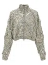 Brunello Cucinelli Multicolor Sequin Cropped Cardigan In Multicolor