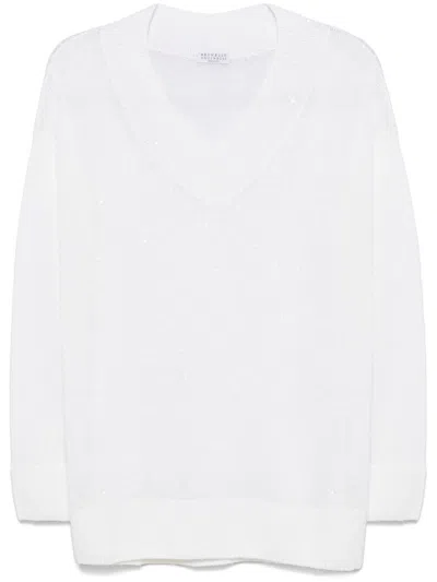 Brunello Cucinelli Sequin-detailed Sweater In White