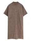 Brunello Cucinelli Women Mohair And Virgin Wool Dress With Sequins In Brown