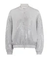Brunello Cucinelli Women's Linen Gauze Dazzling Bomber Jacket In Gray
