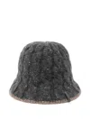 Brunello Cucinelli Sequin-embellished Cable-knit Bucket Hat In Gray