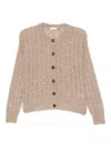 Brunello Cucinelli Sequin-embellished Cable-knit Cardigan In Brown