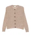 Brunello Cucinelli Sequin-embellished Cable-knit Cardigan In Brown