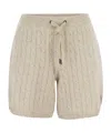 Brunello Cucinelli Women's Cotton Knit Shorts With Sequins In Nude
